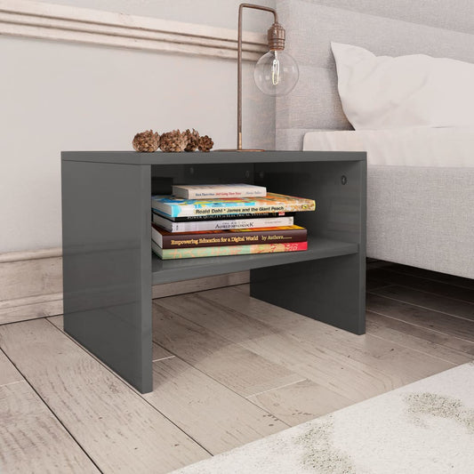 Berkfield Bedside Cabinet High Gloss Grey 40x30x30 cm Engineered Wood
