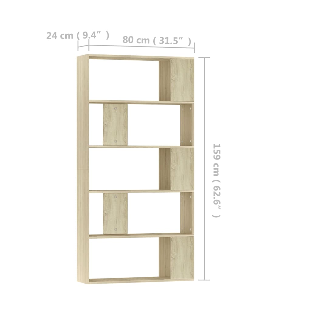Berkfield Book Cabinet/Room Divider Sonoma Oak 80x24x159 cm Engineered Wood