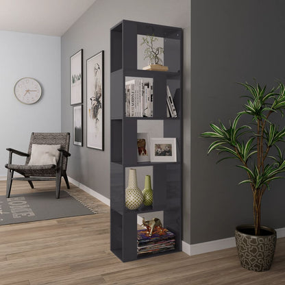 Berkfield Book Cabinet/Room Divider High Gloss Grey 45x24x159 cm Engineered Wood