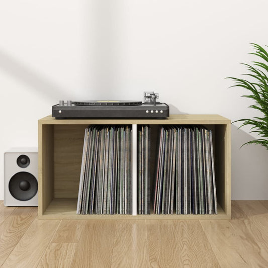 Berkfield Vinyl Storage Box White and Sonoma Oak 71x34x36 cm Engineered Wood
