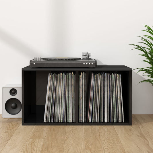 Berkfield Vinyl Storage Box High Gloss Black 71x34x36 cm Engineered Wood
