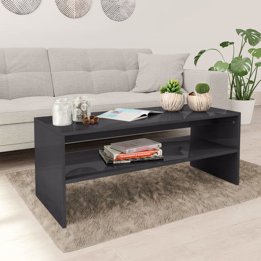 Berkfield Coffee Table High Gloss Grey 100x40x40 cm Engineered Wood
