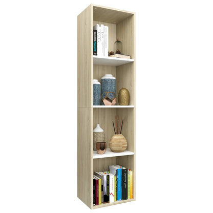 Berkfield Book Cabinet/TV Cabinet White and Sonoma Oak 36x30x114 cm Engineered Wood