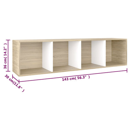 Berkfield Book Cabinet/TV Cabinet White and Sonoma Oak 36x30x114 cm Engineered Wood