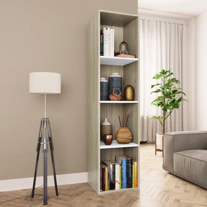 Berkfield Book Cabinet/TV Cabinet White and Sonoma Oak 36x30x114 cm Engineered Wood