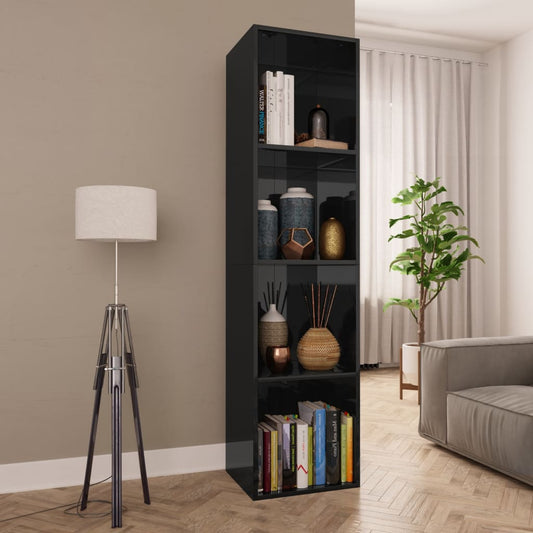 Berkfield Book Cabinet/TV Cabinet High Gloss Black 36x30x143 cm Engineered Wood