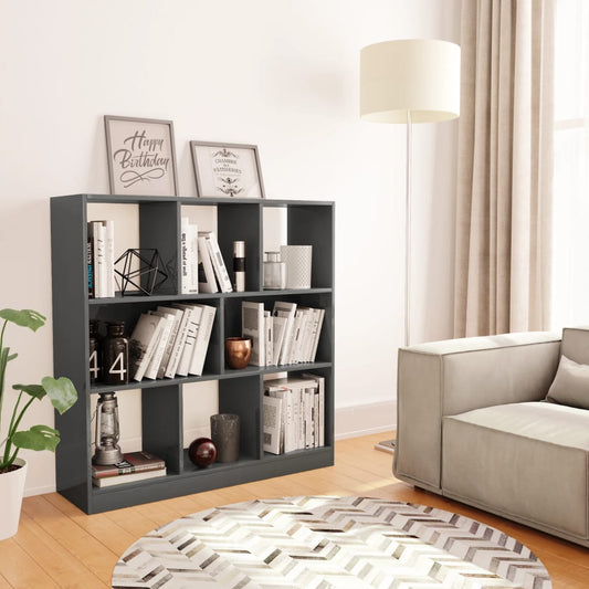 Berkfield Book Cabinet High Gloss Grey 97.5x29.5x100 cm Engineered Wood