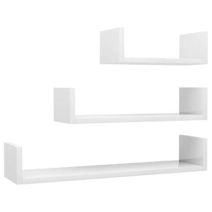 Berkfield Wall Display Shelf 3 pcs High Gloss White Engineered Wood