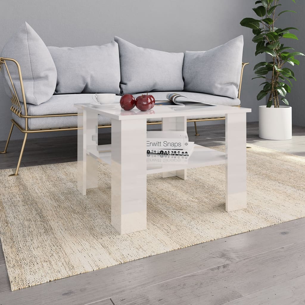 Berkfield Coffee Table High Gloss White 60x60x42 cm Engineered Wood