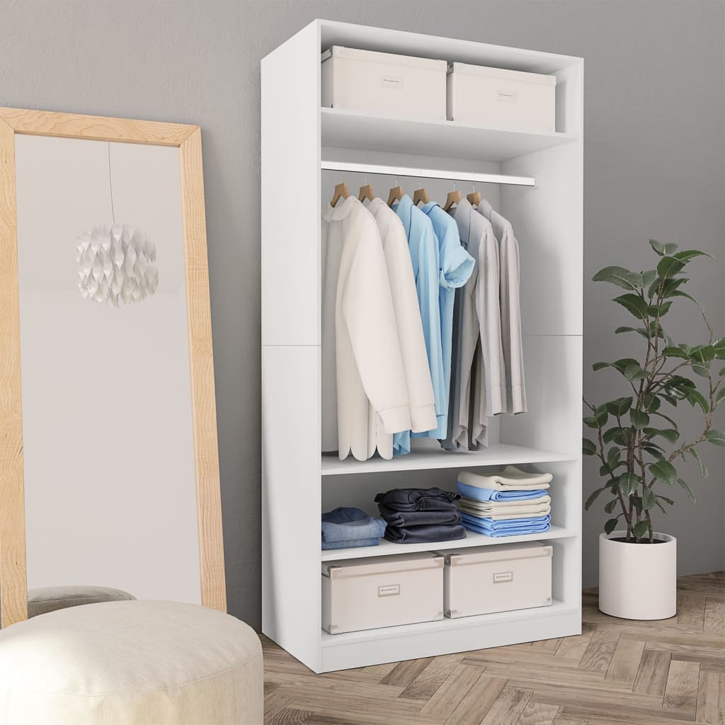 Berkfield Wardrobe White 100x50x200 cm Engineered Wood