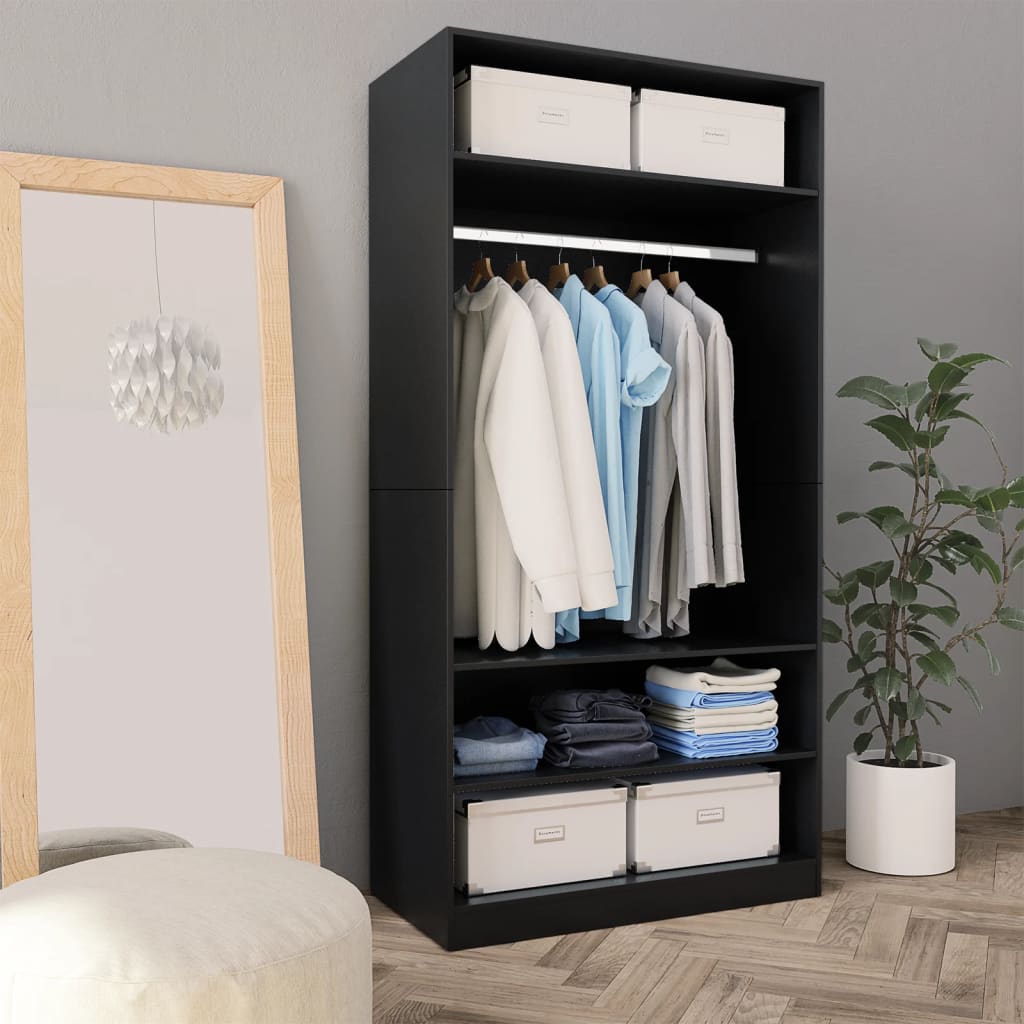 Berkfield Wardrobe Black 100x50x200 cm Engineered Wood