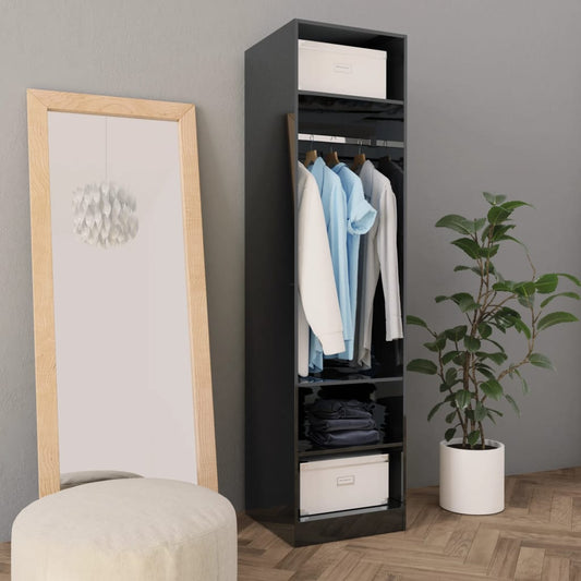 Berkfield Wardrobe High Gloss Black 50x50x200 cm Engineered Wood