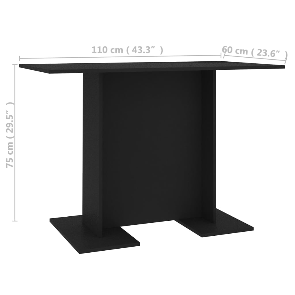 Berkfield Dining Table Black 110x60x75 cm Engineered Wood