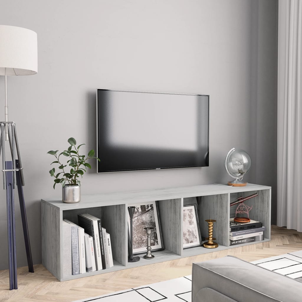 Berkfield Book Cabinet/TV Cabinet Concrete Grey 143x30x36 cm
