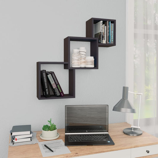 Berkfield Cube Wall Shelf Grey 68x15x68 cm Engineered Wood