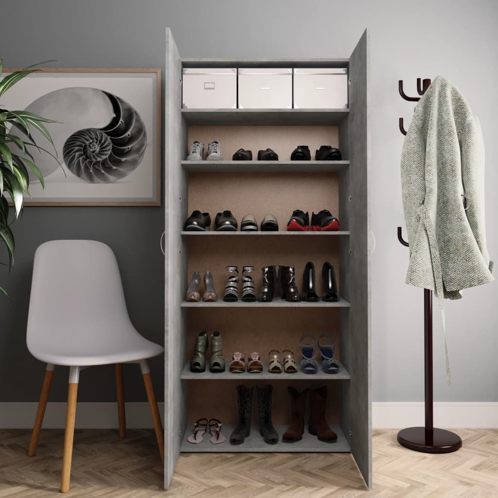 Berkfield Shoe Cabinet Concrete Grey 80x35.5x180 cm Engineered Wood