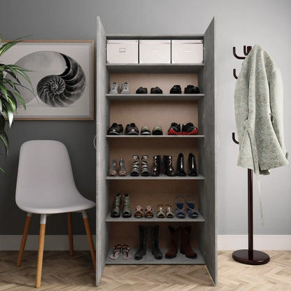 Berkfield Shoe Cabinet Concrete Grey 80x35.5x180 cm Engineered Wood