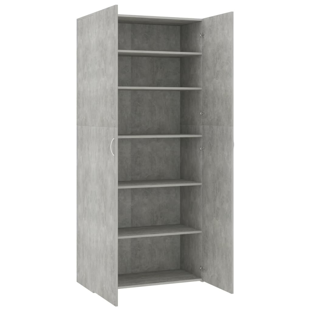 Berkfield Shoe Cabinet Concrete Grey 80x35.5x180 cm Engineered Wood