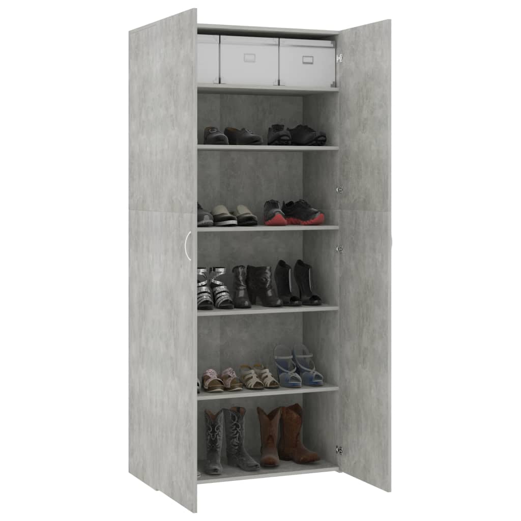 Berkfield Shoe Cabinet Concrete Grey 80x35.5x180 cm Engineered Wood