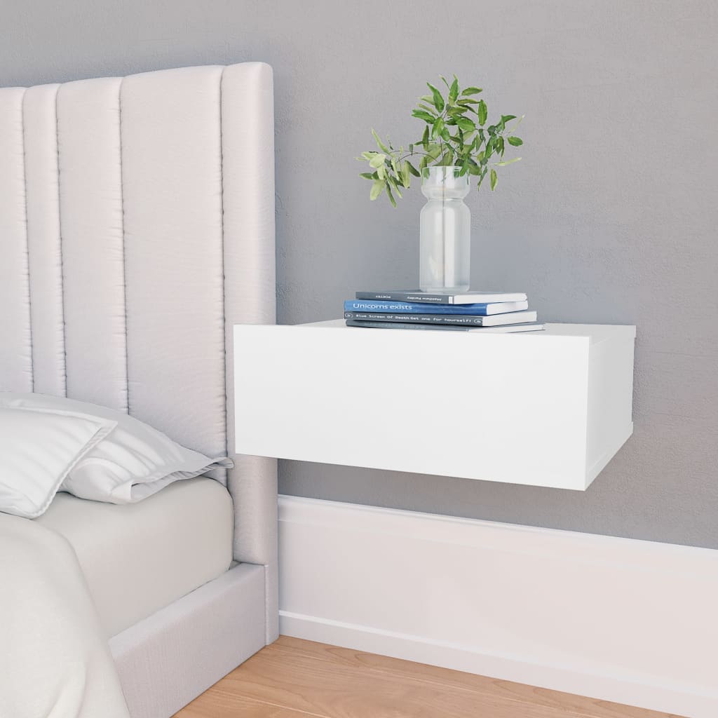 Berkfield Floating Nightstand White 40x30x15cm Engineered Wood