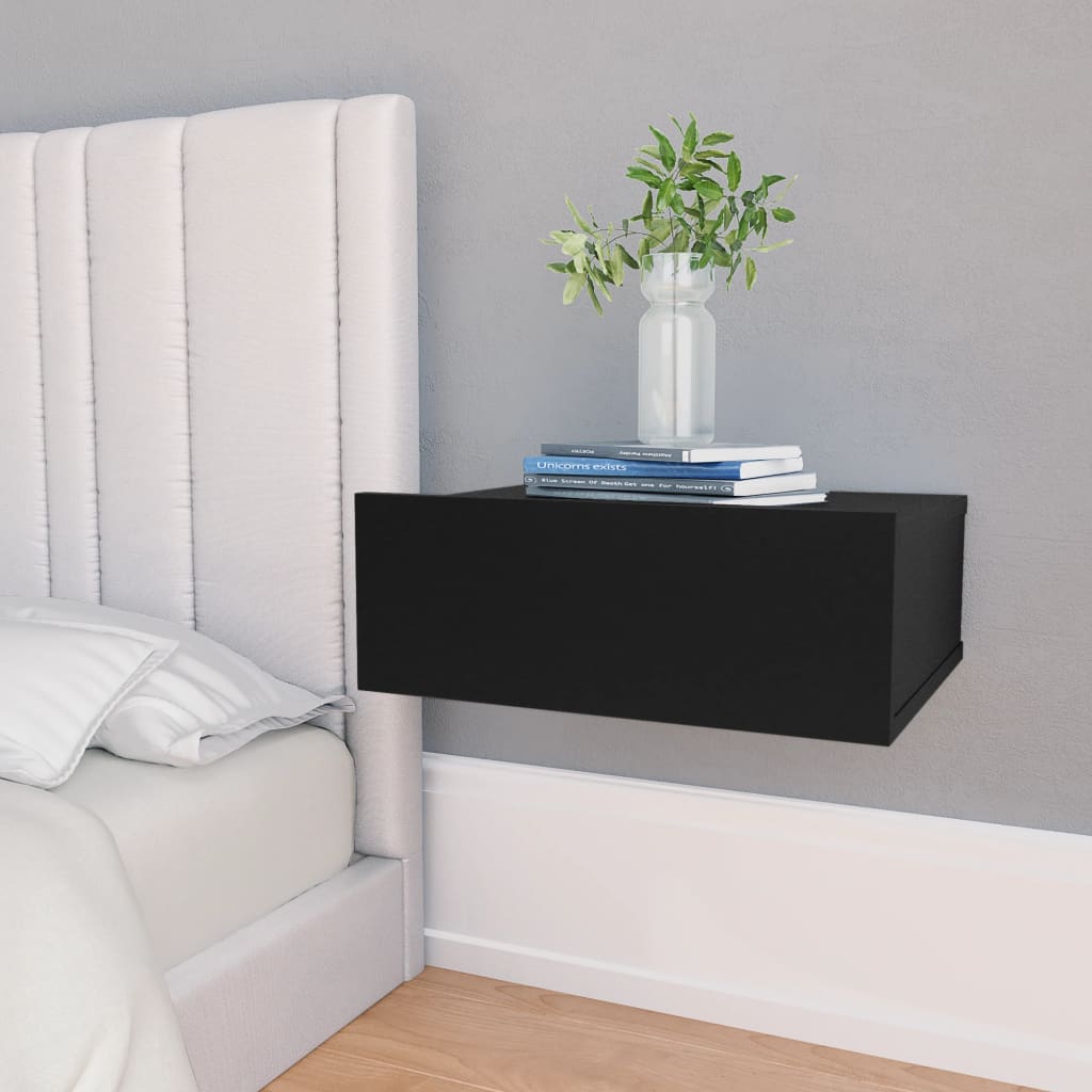 Berkfield Floating Nightstands 2 pcs Black 40x30x15 cm Engineered Wood