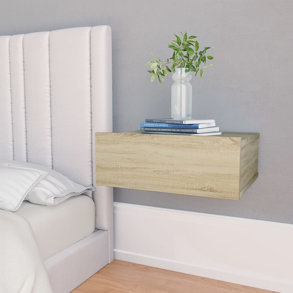 Berkfield Floating Nightstands 2 pcs Sonoma Oak 40x30x15 cm Engineered Wood