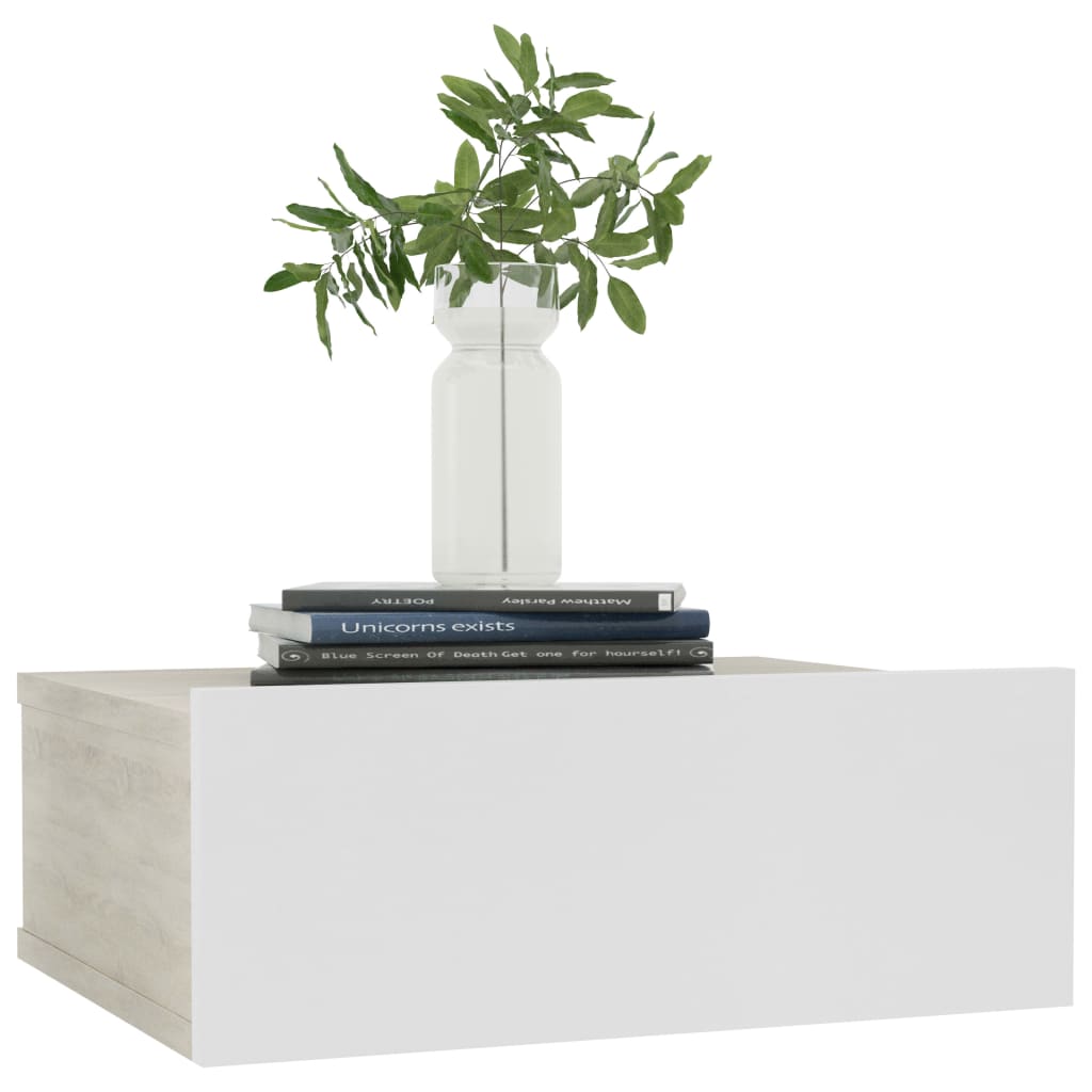 Berkfield Floating Nightstands 2pcs White Sonoma Oak 40x30x15cm Engineered Wood