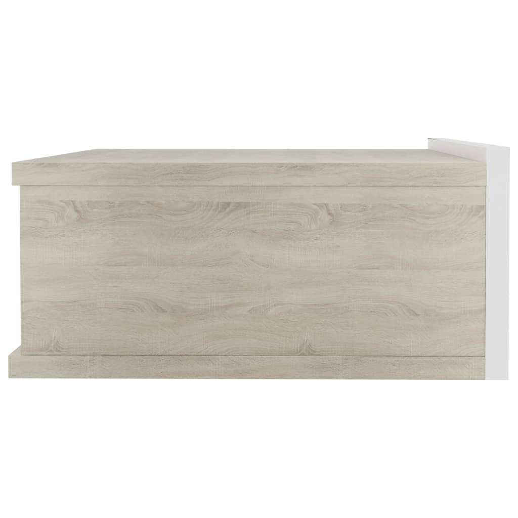 Berkfield Floating Nightstands 2pcs White Sonoma Oak 40x30x15cm Engineered Wood