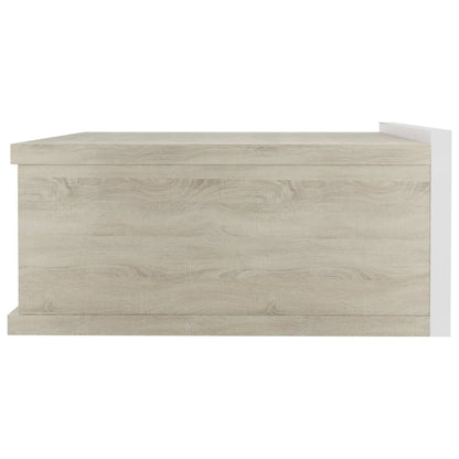 Berkfield Floating Nightstands 2pcs White Sonoma Oak 40x30x15cm Engineered Wood