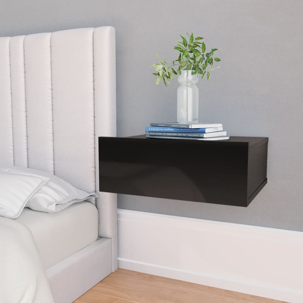 Berkfield Floating Nightstands 2 pcs High Gloss Black 40x30x15 cm Engineered Wood