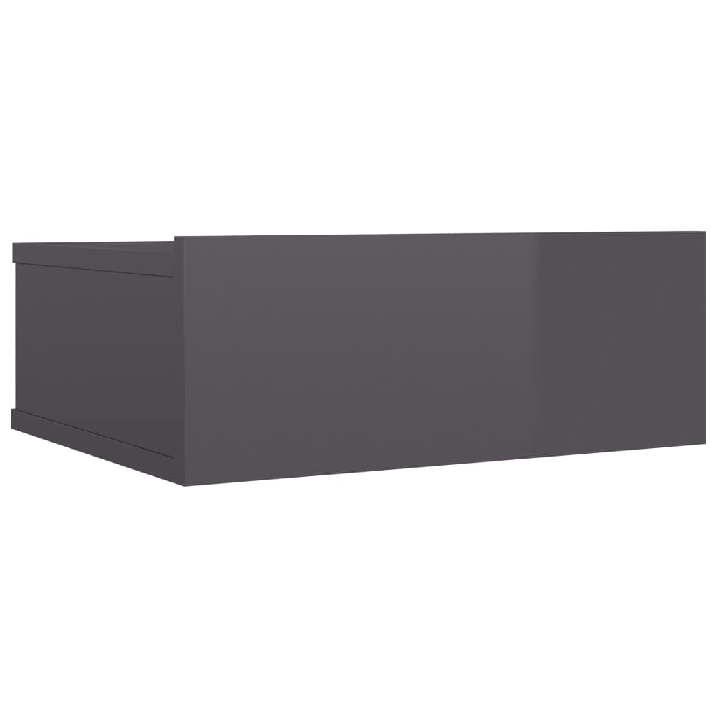 Berkfield Floating Nightstand High Gloss Grey 40x30x15 cm Engineered Wood