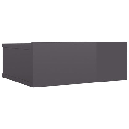 Berkfield Floating Nightstand High Gloss Grey 40x30x15 cm Engineered Wood