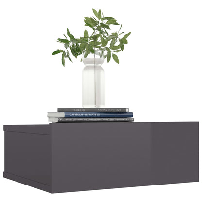Berkfield Floating Nightstand High Gloss Grey 40x30x15 cm Engineered Wood