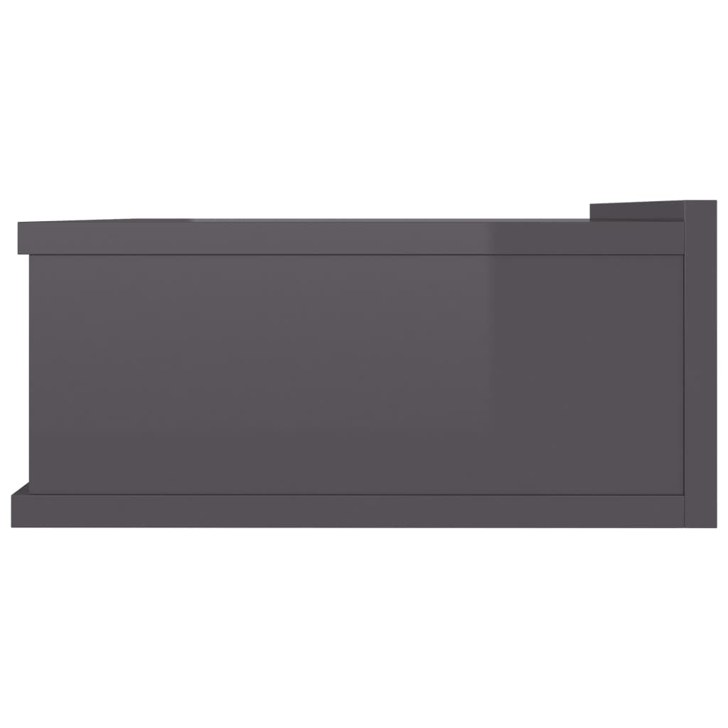 Berkfield Floating Nightstand High Gloss Grey 40x30x15 cm Engineered Wood