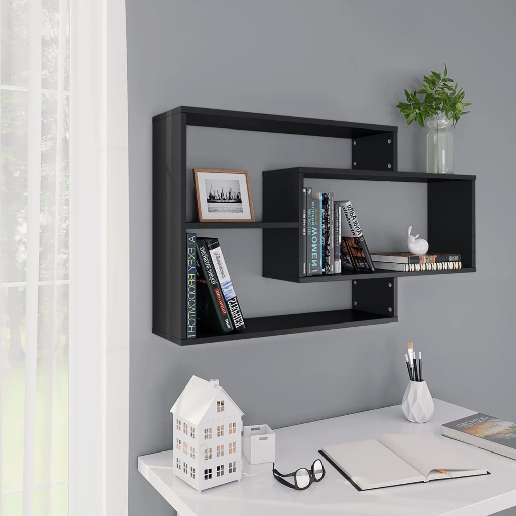 Berkfield Wall Shelf Black 104x20x58.5 cm Engineered Wood