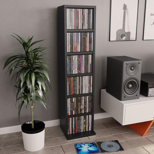 Berkfield CD Cabinet Black 21x20x88 cm Engineered Wood