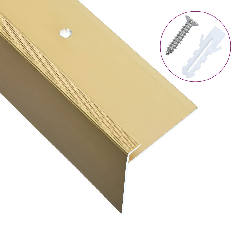 Berkfield F-shape Stair Nosings 15 pcs Aluminium 90 cm Gold