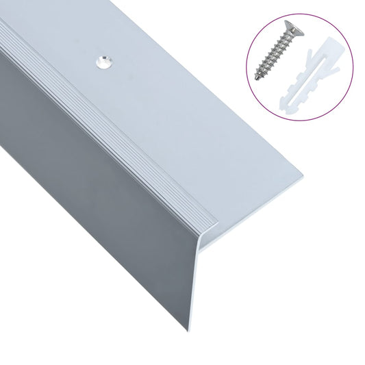 Berkfield F-shape Stair Nosings 15 pcs Aluminium 100 cm Silver
