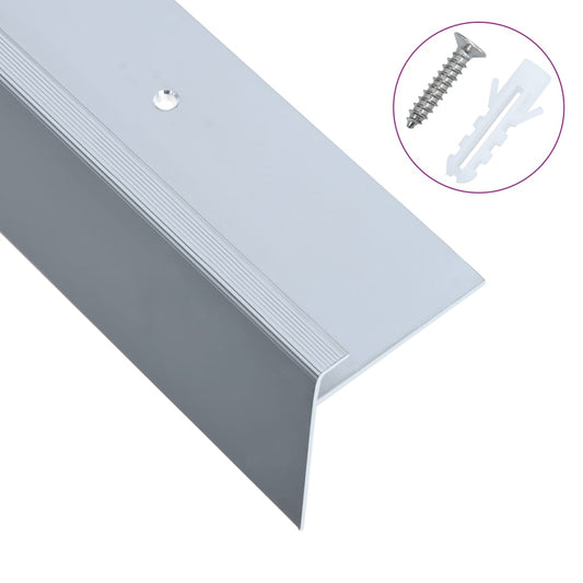 Berkfield F-shape Stair Nosings 15 pcs Aluminium 134 cm Silver