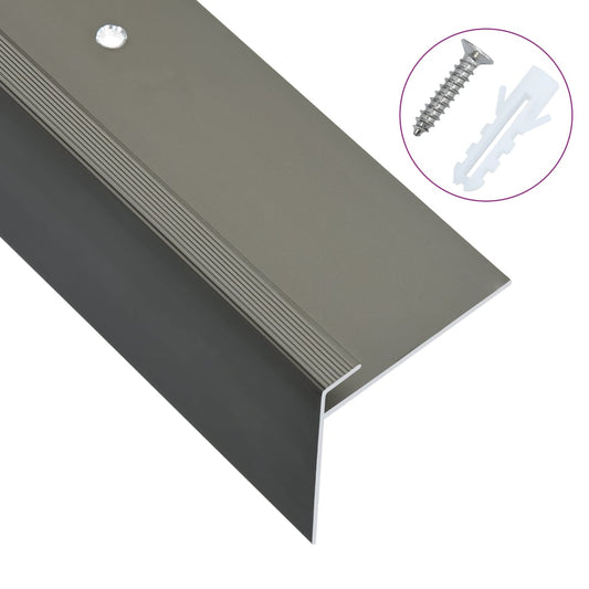 Berkfield F-shape Stair Nosings 15 pcs Aluminium 100 cm Brown