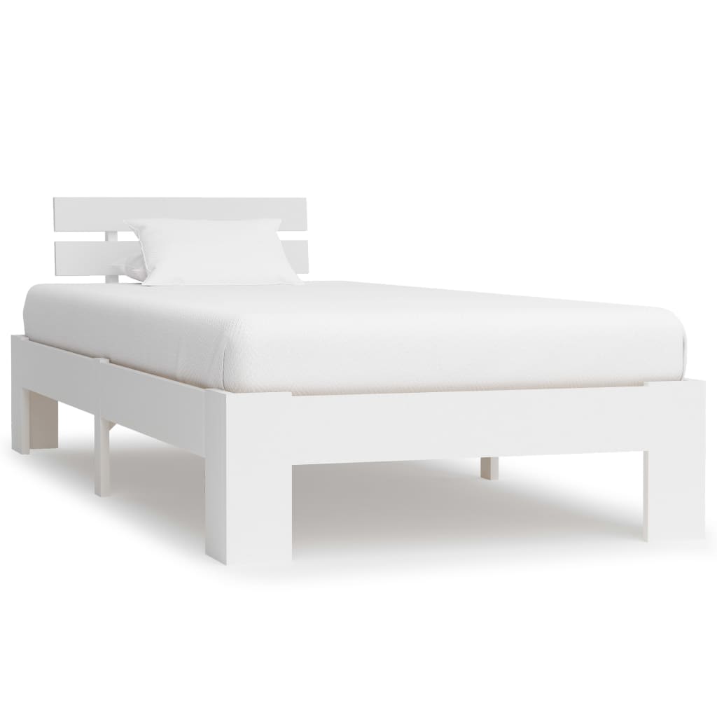 Berkfield Bed Frame White Solid Pine Wood 100x200 cm