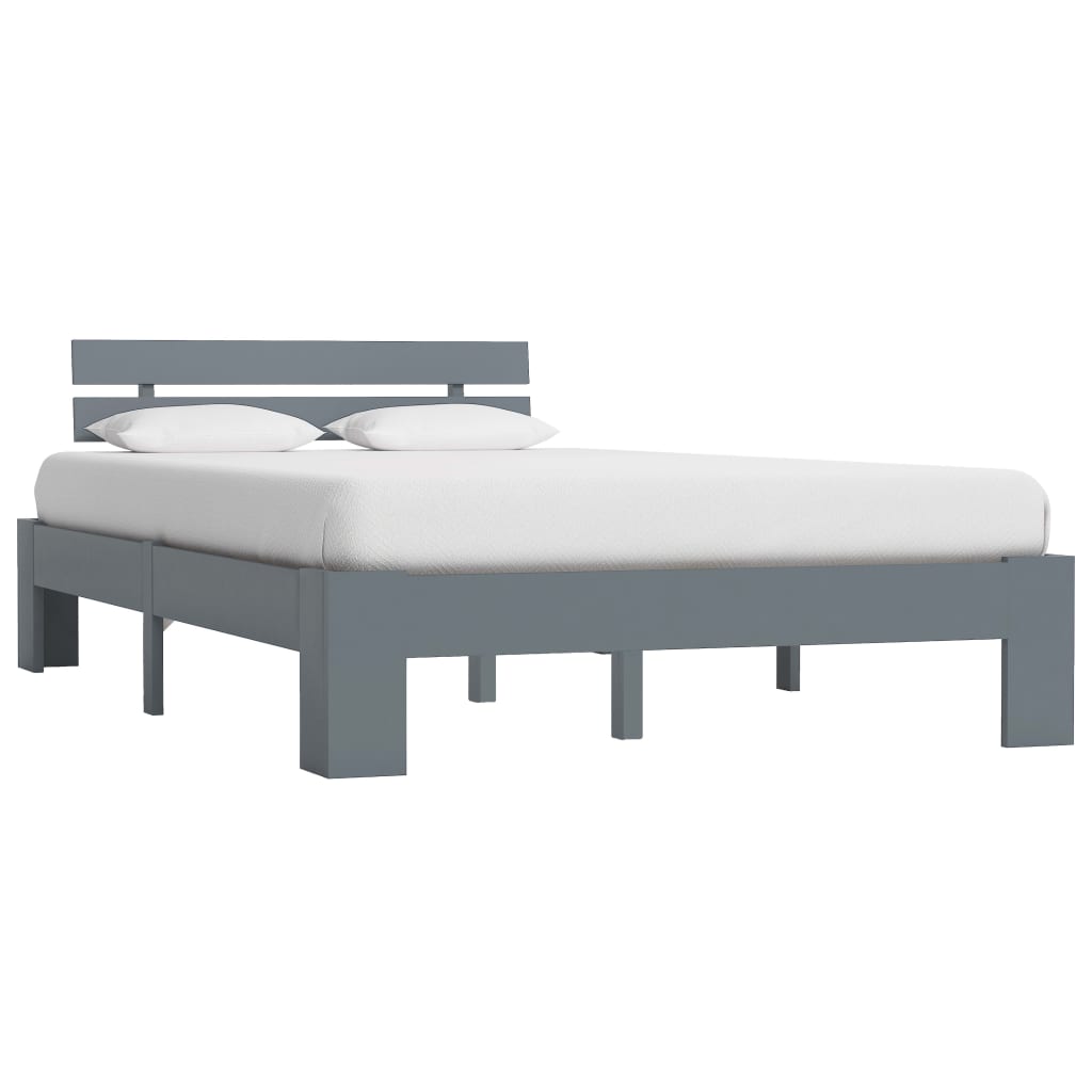 Berkfield Bed Frame Grey Solid Pine Wood 140x200 cm