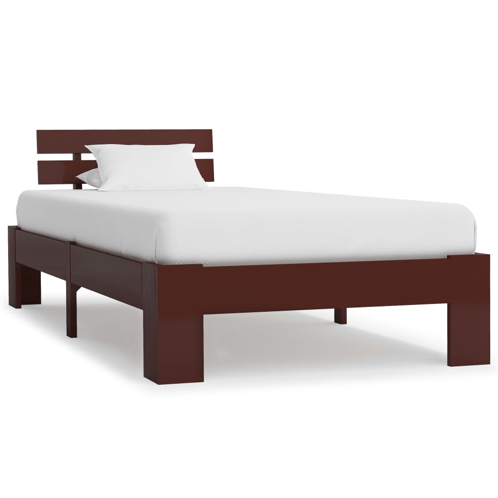 Berkfield Bed Frame Dark Brown Solid Pine Wood 90x200 cm