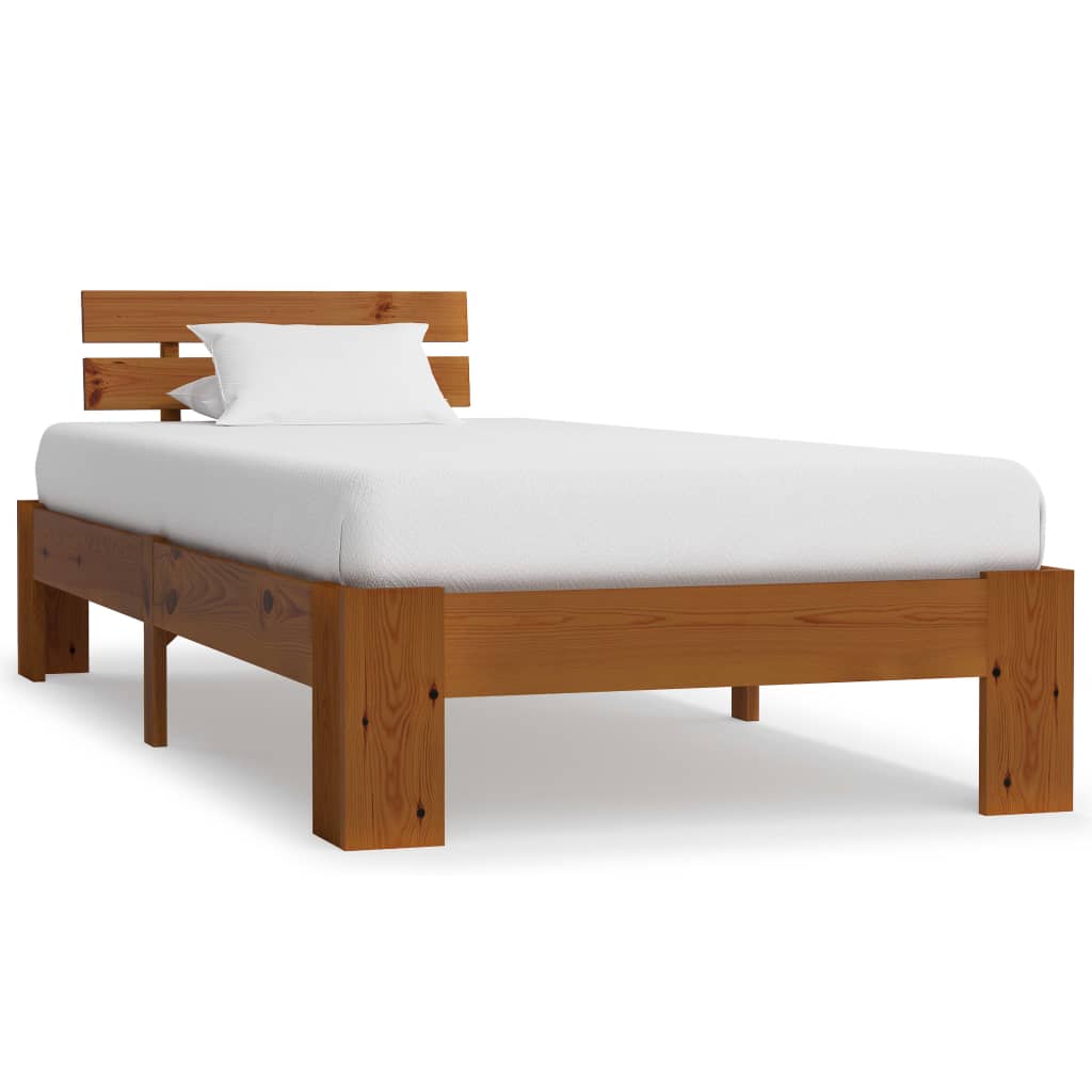 Berkfield Bed Frame Honey Brown Solid Pine Wood 100x200 cm