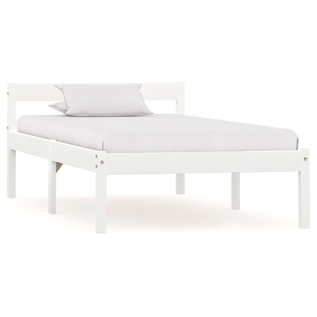 Berkfield Bed Frame White Solid Pine Wood 90x200 cm