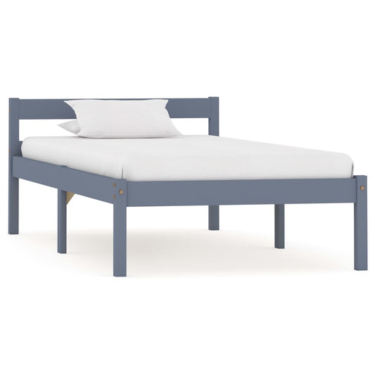 Berkfield Bed Frame Grey Solid Pine Wood 100x200 cm