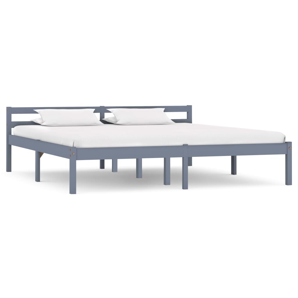 Berkfield Bed Frame Grey Solid Pine Wood 180x200 cm 6FT Super King