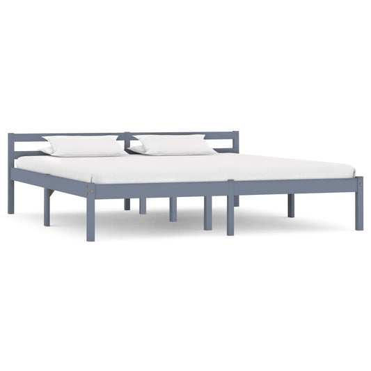 Berkfield Bed Frame Grey Solid Pine Wood 180x200 cm 6FT Super King