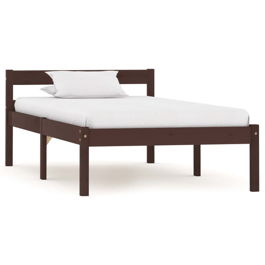 Berkfield Bed Frame Dark Brown Solid Pine Wood 100x200 cm