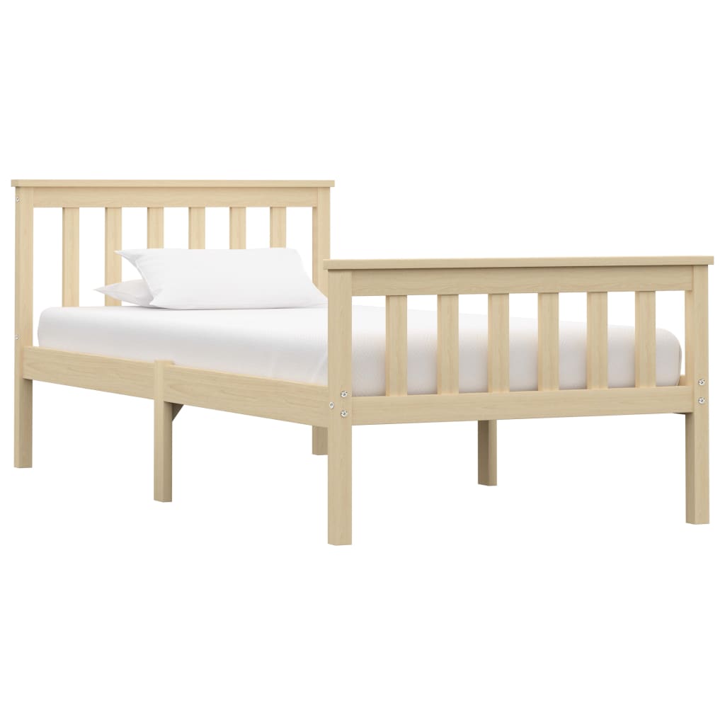 Berkfield Bed Frame Light Wood Solid Pinewood 90x200 cm